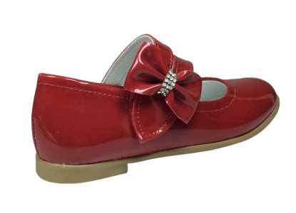 1010 Ort Emt Patik Kırmızı Rugan Babet Çatal Bantlı Kız Çocuk Abiye Ayakkabı Fantezi
