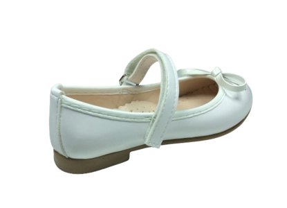 OrtopedikAL1510 YDZ Emt Patik Beyaz Rugan Babet Bıyık Fiyonk Kız Çocuk Abiye Ayakkabı Fantezi