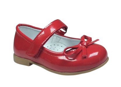 OrtopedikAL 1010 Ilkadım Kırmızı Rugan Bıyık Fiyonk Kız Çocuk Babet Ayakkabı Içi % 100 Deri Abiye