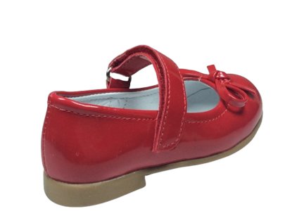 OrtopedikAL 1010 Ilkadım Kırmızı Rugan Bıyık Fiyonk Kız Çocuk Babet Ayakkabı Içi % 100 Deri Abiye