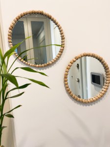 el yapımı bohem ahşap boncuk ayna