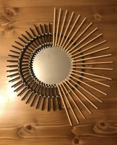 siyah naturel bambu çubuk ayna