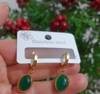 Taşlı çelik küpe