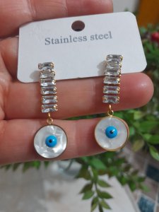 Sedef nazar boncuklu küpe