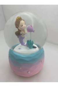 Deniz Kızı  & Balık Işıklı Müzikli Püskürtmeli Kar Küresi