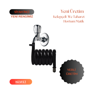 Plasyay Spiral Wc Taharet Matik Set Plastik Kelepçeli Yeni Siyah Inci 97-100 Cm