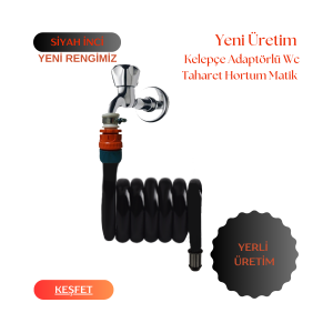 Plasyay Spiral Wc Taharet Matik Set Kelepçe Adaptörlü Yeni Siyah Inci 97-100 Cm