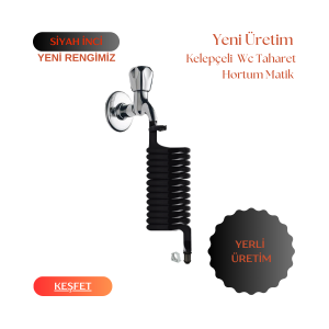 Plasyay Spiral Wc Taharet Matik Plastik Kelepçe Yeni Siyah Inci Özel Üretim 110 Cm