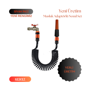 Plasyay Spiral Veranda Balkon Araç Yıkama Bahçe Çim Çimen Çiçek Sulama Hortumu Musluk Adaptörlü Lans (nozul) Başlıklı 2.5 Metre Setler