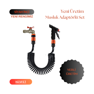 Plasyay Spiral Veranda Balkon Araç Yıkama Bahçe Çim Çimen Çiçek Sulama Hortumu Musluk Adaptörlü 2.5 Metre Setler