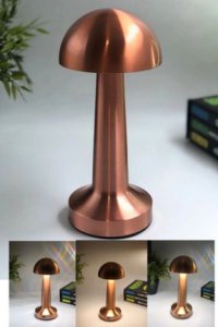 Dokunmatik Rose Gold Bakır Mantar Masa Lambası
