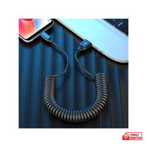 Plasyay Spiral Android Typ-c 3.0A Hızlı Şarj ve Data Kablosu Siyah 1 Metre