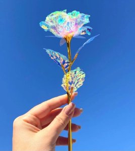 Kutulu Sonsuzluk Gülü Holografik Solmayan Gül Seni Seviyorum Notlu Gül