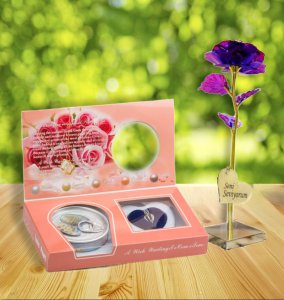 İstridye İçinde Gerçek İnci ve Gümüş Kaplama Kolye Seti ile Büyülü Sonsuzluk Gülü Solmayan Gül