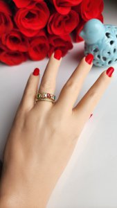 Xuping Gold Swarovski Taş Detaylı Yüzük