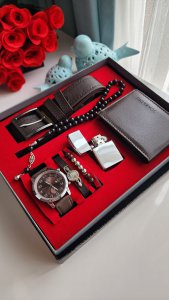 Erkek Saat Cuzdan Kemer Tesbih Hediye Seti