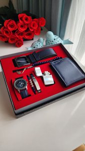 Erkek Kol Saati Cüzdan Bileklik Kemer Tesbih Çakmak Hediye Seti