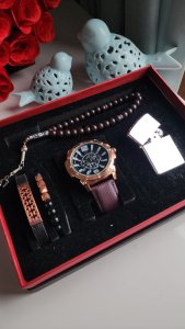 Goldpower Orjinal Erkek Kol Saati Bileklik Tesbih Çakmak Hediye Seti