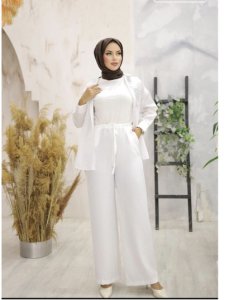 Bayan bol kesim keten pantolon