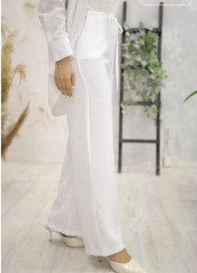 Bayan bol kesim keten pantolon