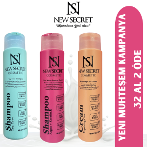 New Secret Cosmetic - Tea Tree Şampuan + Argan + Keratin Şampuan + Repairing Care Bakım Kremi