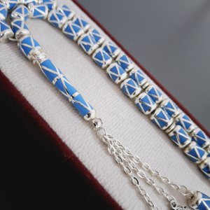 MİNE İŞLEMELİ GÜMÜŞ KAPLAMA TESBİH