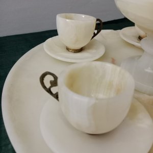 Afyon mermerinden çay takımı