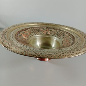 El yapımı, kakmalı bakır Osmanlı tabağı