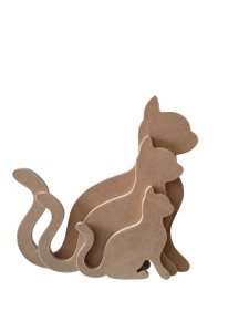 3'LÜ KEDİ AHŞAP BOYANABİLİR