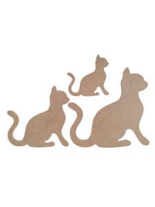 3'LÜ KEDİ AHŞAP BOYANABİLİR