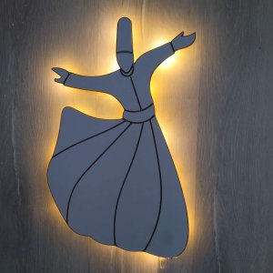 MEVLEVİ AHŞAP GECE LAMBASI