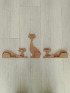 3'LÜ KEDİ AHŞAP BOYANABİLİR