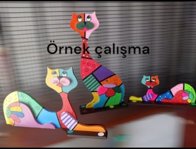 3'LÜ KEDİ AHŞAP BOYANABİLİR
