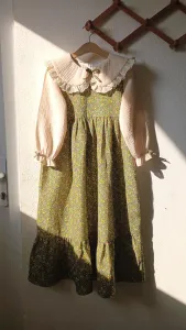 fiyonk detaylı fisto yakalı müslin elbise