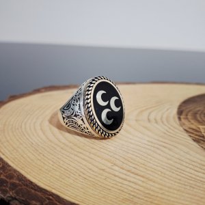 ÜÇ HİLALLİ ERKEK GÜMÜŞ YÜZÜK