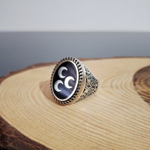 ÜÇ HİLALLİ ERKEK GÜMÜŞ YÜZÜK