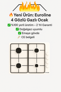 Euroline 4 Gözlü Gazlı Ocak – Yerli Üretim, CE Belgeli